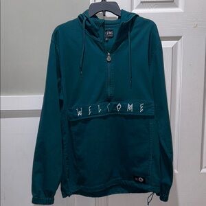 Welcome Skateboards Scrawl Garment Dyed Twill Anorak - Dark Teal NWT